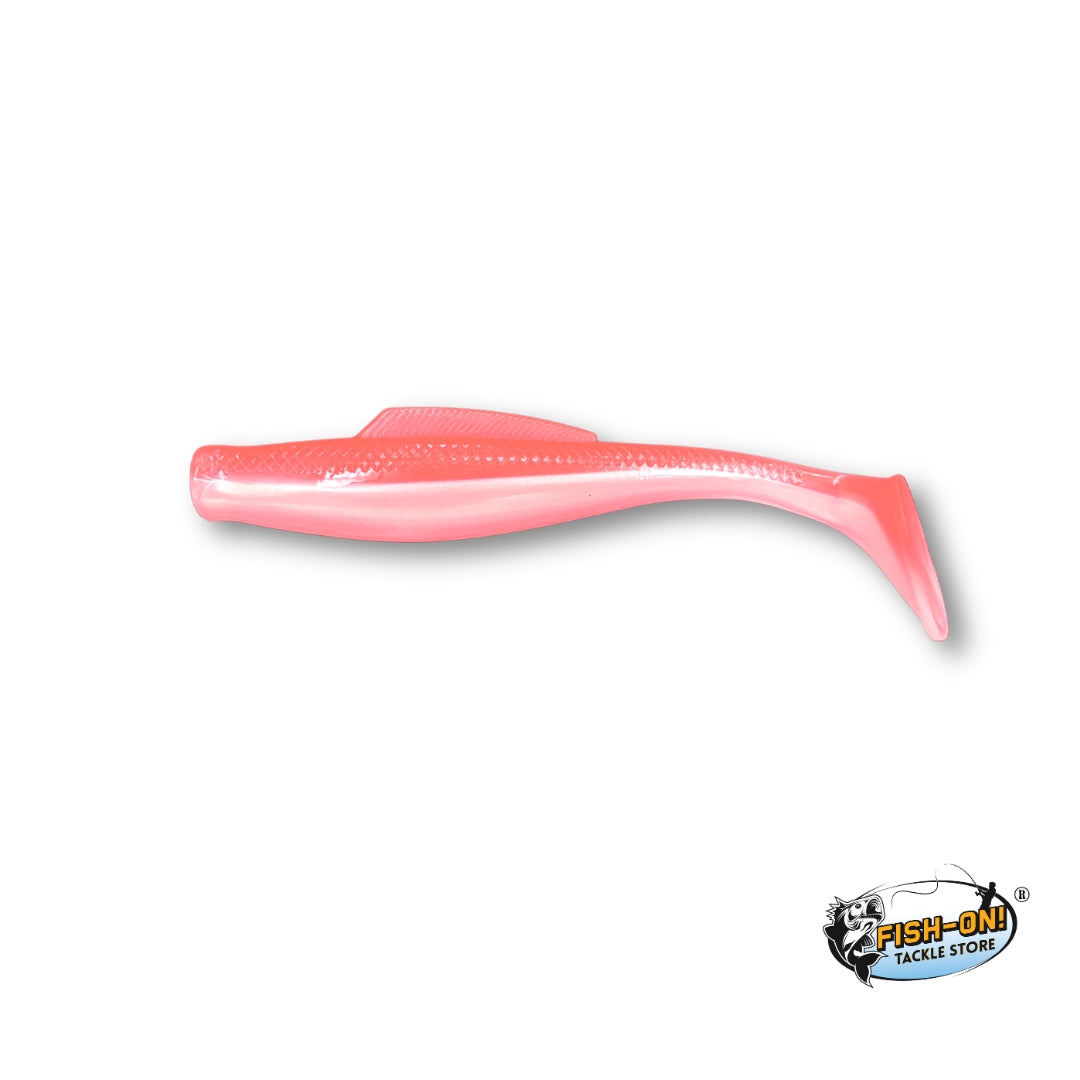 Pink fishing lure on a white background with 'Fish On Tackle Store' logo.