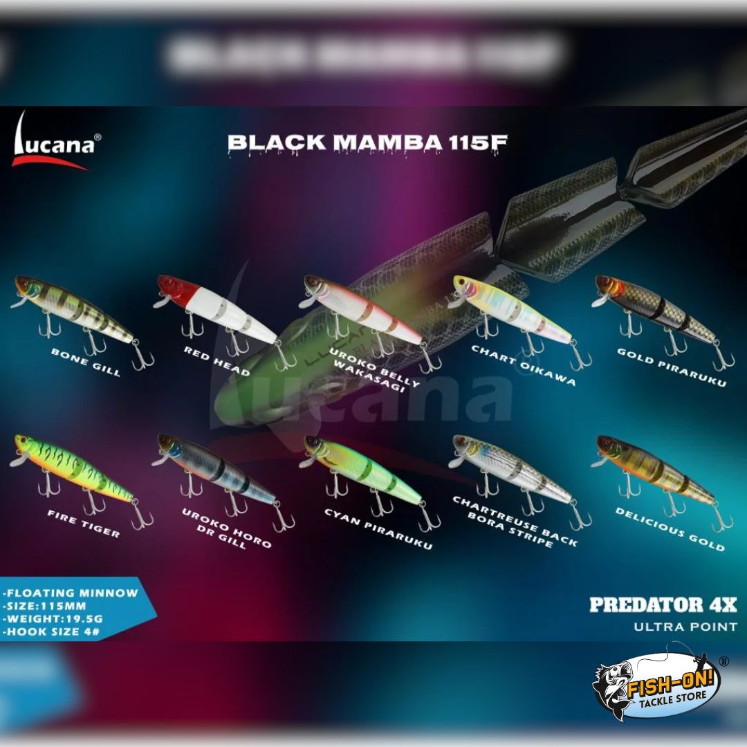 Lucana Black Mamba 115F Floating Minnow – 19.5g