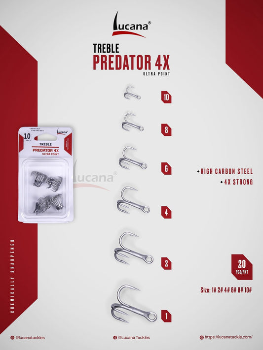 Lucana Predator 4X Treble Hooks